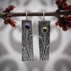 Gem Flower Mismatched Earrings